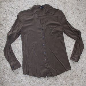 Express Army Green Button Up Blouse